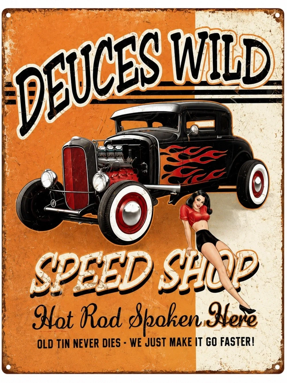NEW Deuces Wild Speed Shop Metal Sign